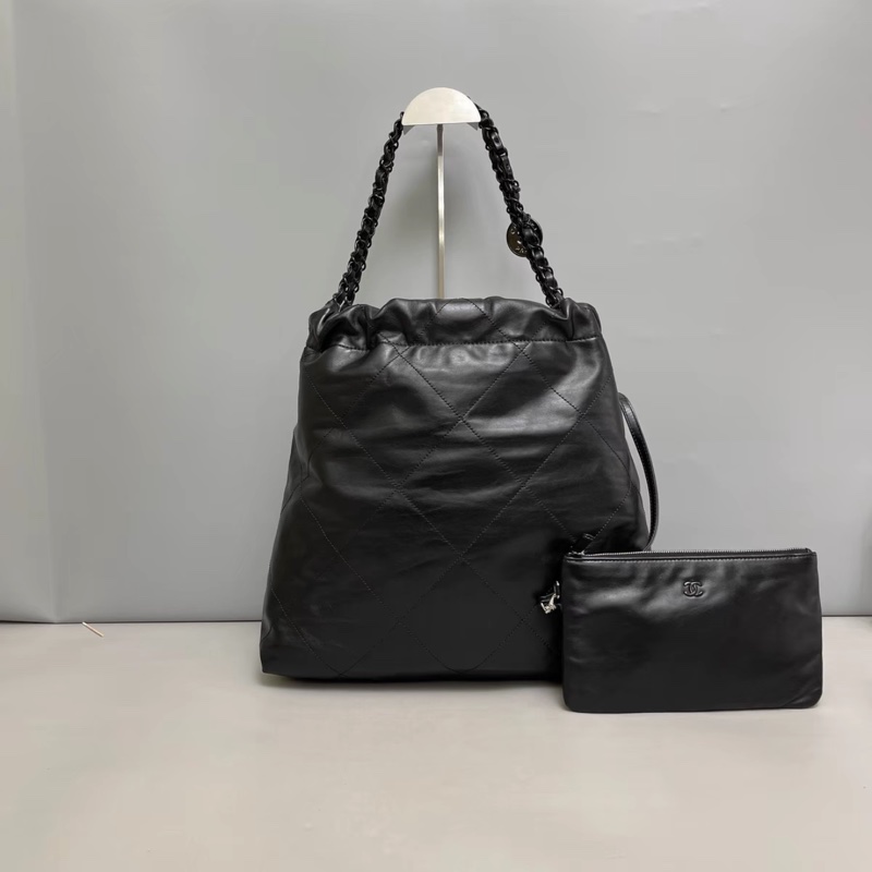 🈶購證 #閒置全配 #全黑SoBlack 香奈兒22bag小號垃圾袋Hobo包 芯片款-14