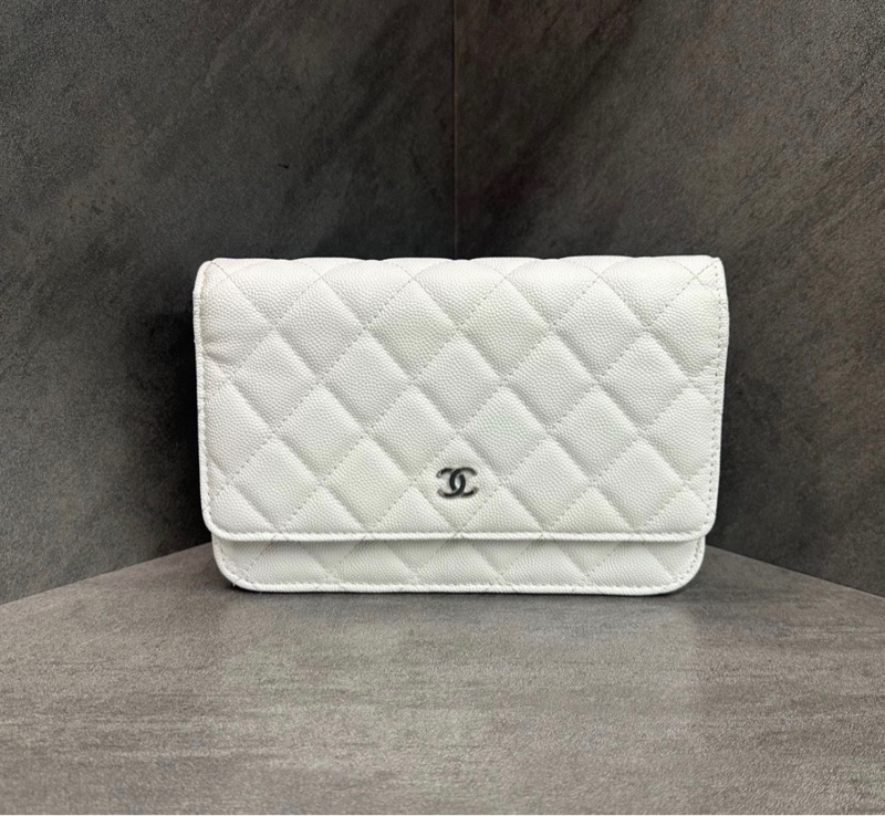 【97新 ✨ 全網最低價!】 CHANEL 香奈兒 woc 白色 銀扣 荔枝皮 鏈條包 斜挎包 芯片款(下單前先詢問庫存❗️)-2