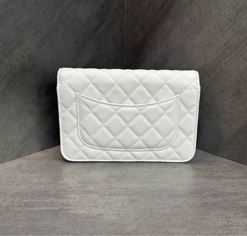 【97新 ✨ 全網最低價!】 CHANEL 香奈兒 woc 白色 銀扣 荔枝皮 鏈條包 斜挎包 芯片款(下單前先詢問庫存❗️)-4