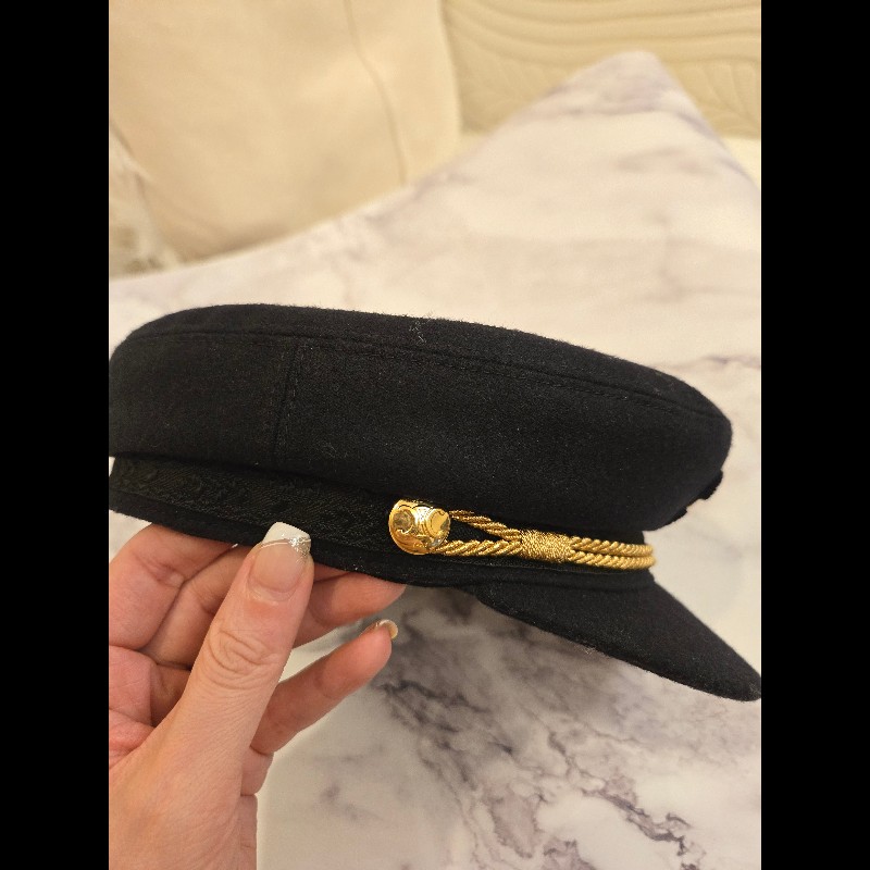 Celine 羊毛黑色海軍帽報童帽-1