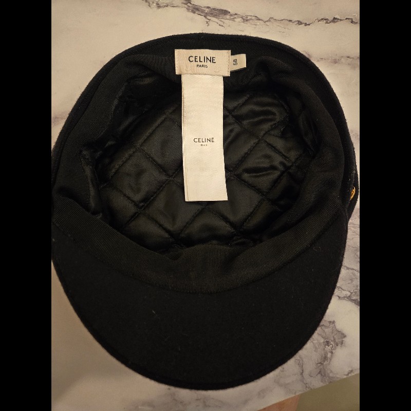 Celine 羊毛黑色海軍帽報童帽-3