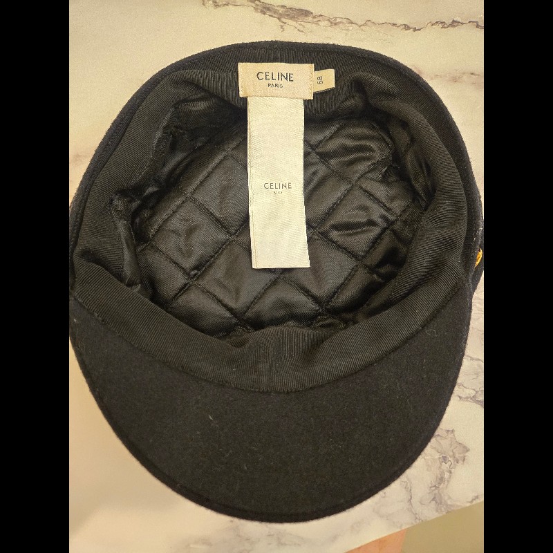 Celine 羊毛黑色海軍帽報童帽-4