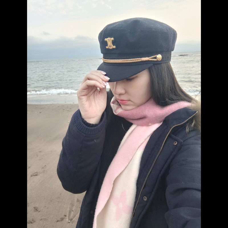 Celine 羊毛黑色海軍帽報童帽-8