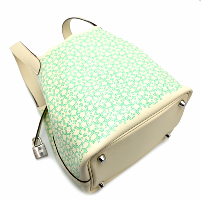 愛馬仕 Picotin Lock PM Lucky Daisy U 印章,2022 年款,銀色(鈀金)五金,女士手提包,Veau Swift 皮革,Nata x Vert。-3