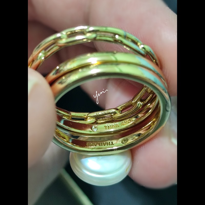 Coach 珍珠鋯石鏤空戒指三件組禮盒 8號(不可議)-6