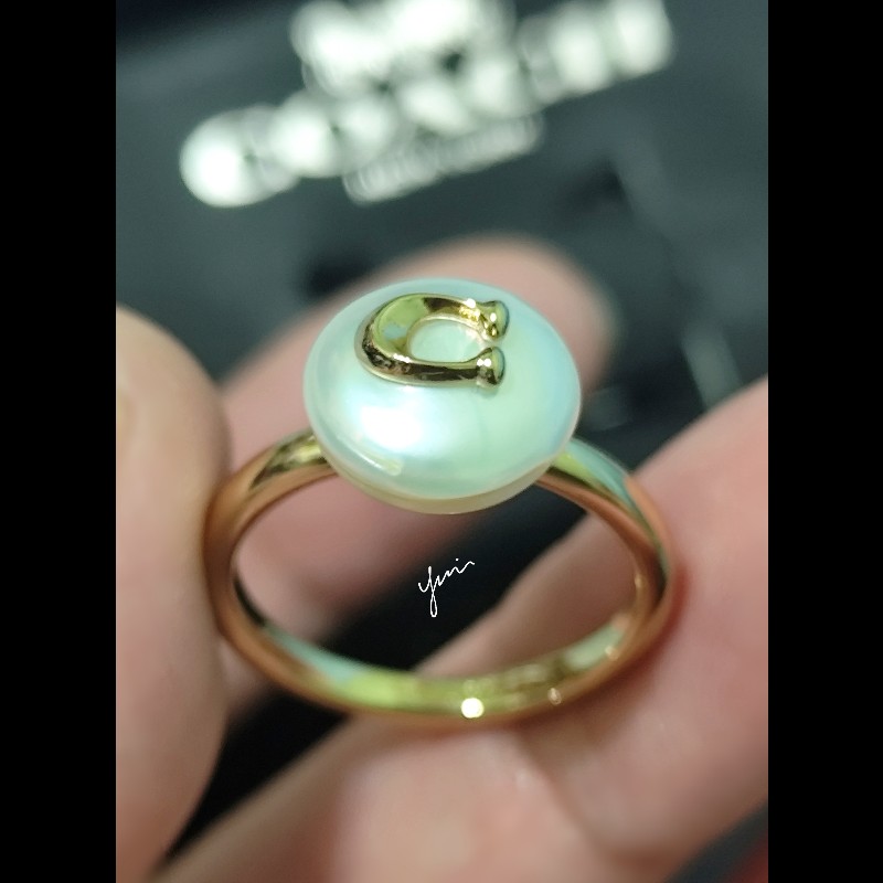 Coach 珍珠鋯石鏤空戒指三件組禮盒 8號(不可議)-8