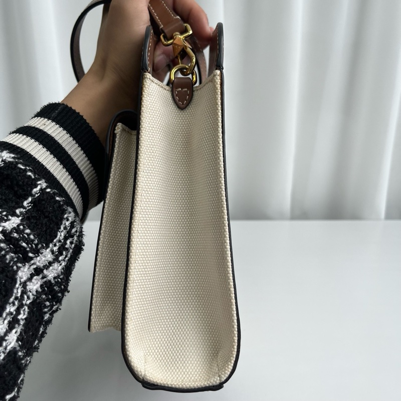 Burberry巴宝莉双色帆布拼皮Pocket小号邮差包 无附件-2