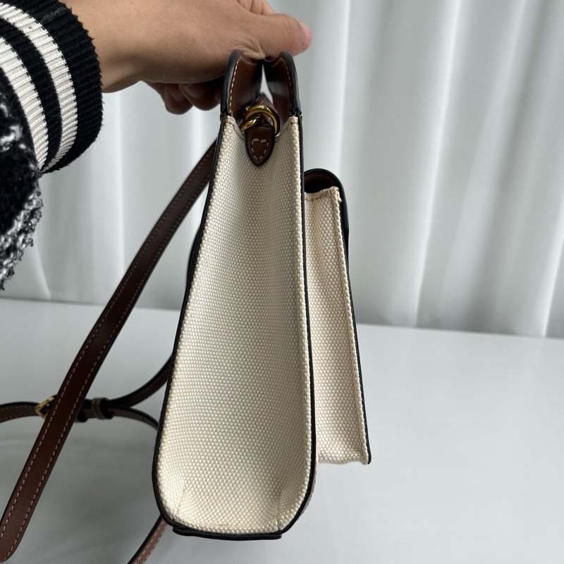 Burberry巴宝莉双色帆布拼皮Pocket小号邮差包 无附件-3