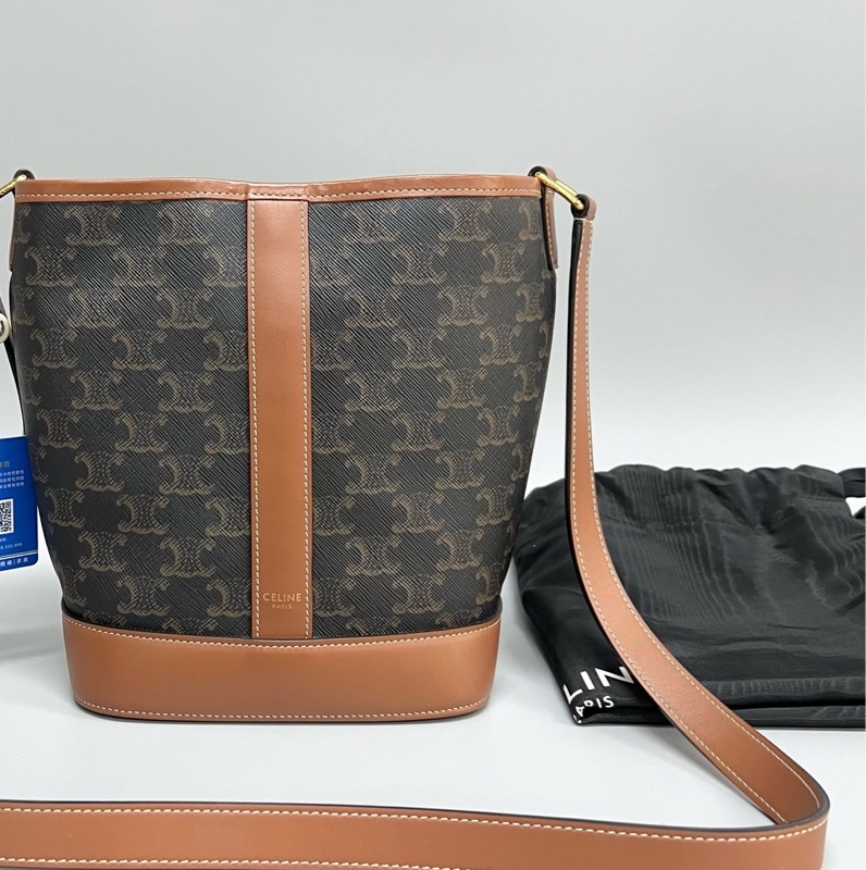 Celine/賽琳 凱旋門老花棕色水桶包小號 尺寸:18*22cm 附件塵袋-0