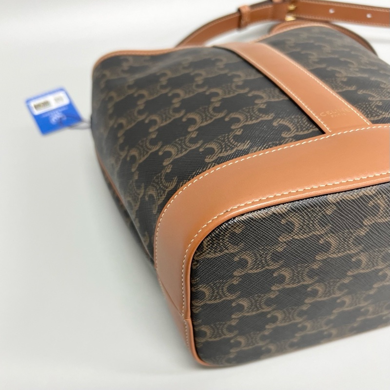 Celine/賽琳 凱旋門老花棕色水桶包小號 尺寸:18*22cm 附件塵袋-4