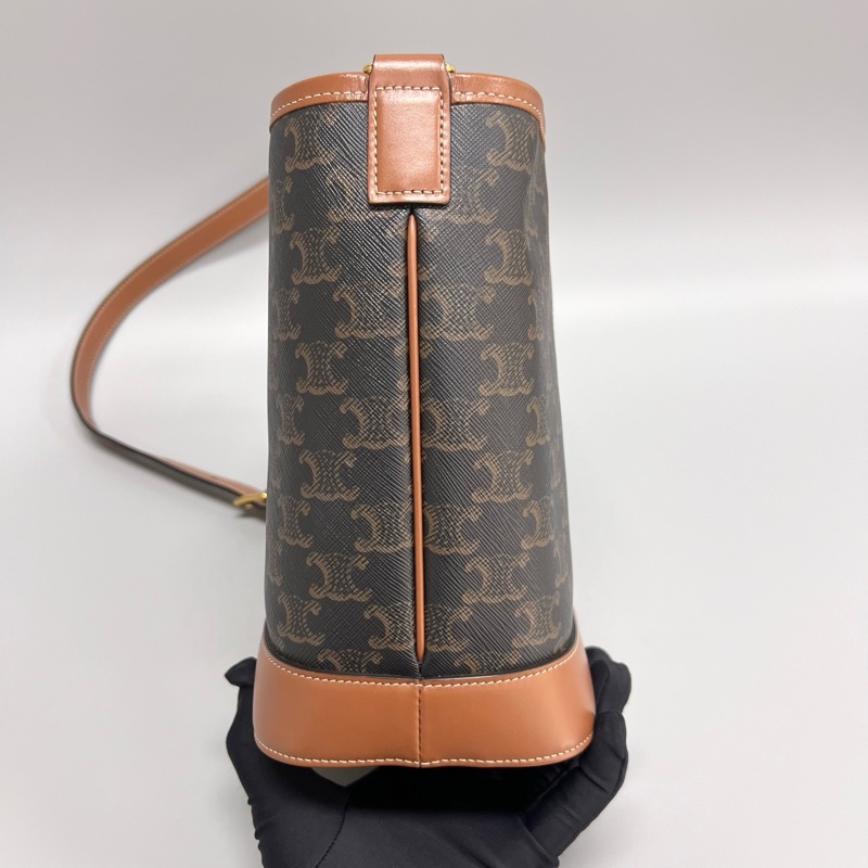 Celine/賽琳 凱旋門老花棕色水桶包小號 尺寸:18*22cm 附件塵袋-5