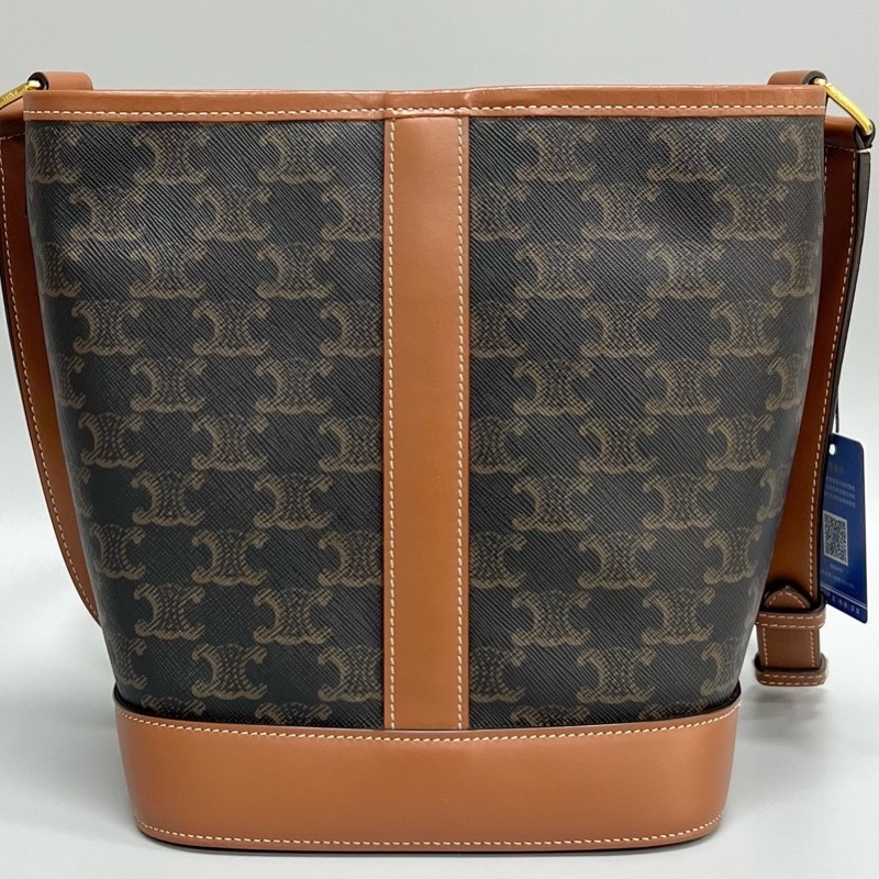 Celine/賽琳 凱旋門老花棕色水桶包小號 尺寸:18*22cm 附件塵袋-9