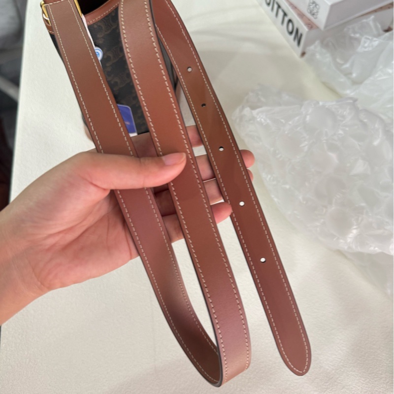 Celine/賽琳 凱旋門老花棕色水桶包小號 附件:塵袋-7