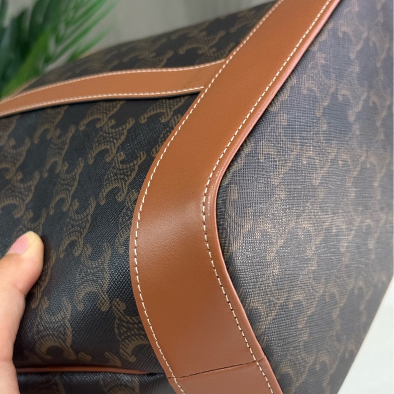 Celine/賽琳 凱旋門老花棕色水桶包小號 附件:塵袋-8