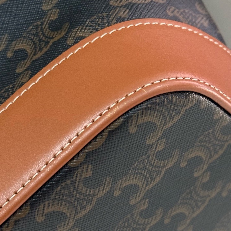 Celine/賽琳 凱旋門老花棕色水桶包小號 附件:塵袋-10