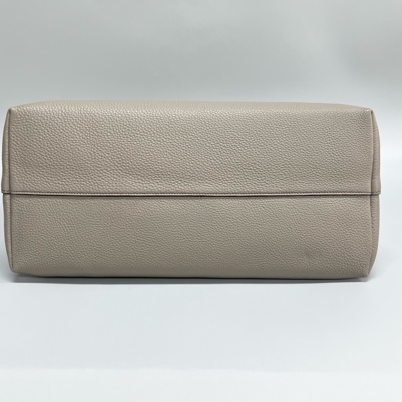 Prada/普拉達 灰色荔枝紋牛皮雙肩帶手提單肩斜挎包/餃子包 尺寸:35*27*17cm-9