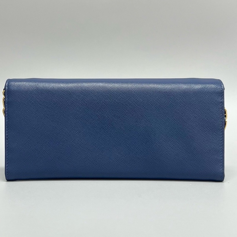 普拉達/Prada 深藍色牛皮woc鏈條斜挎包 尺寸:21x10.5CM-1