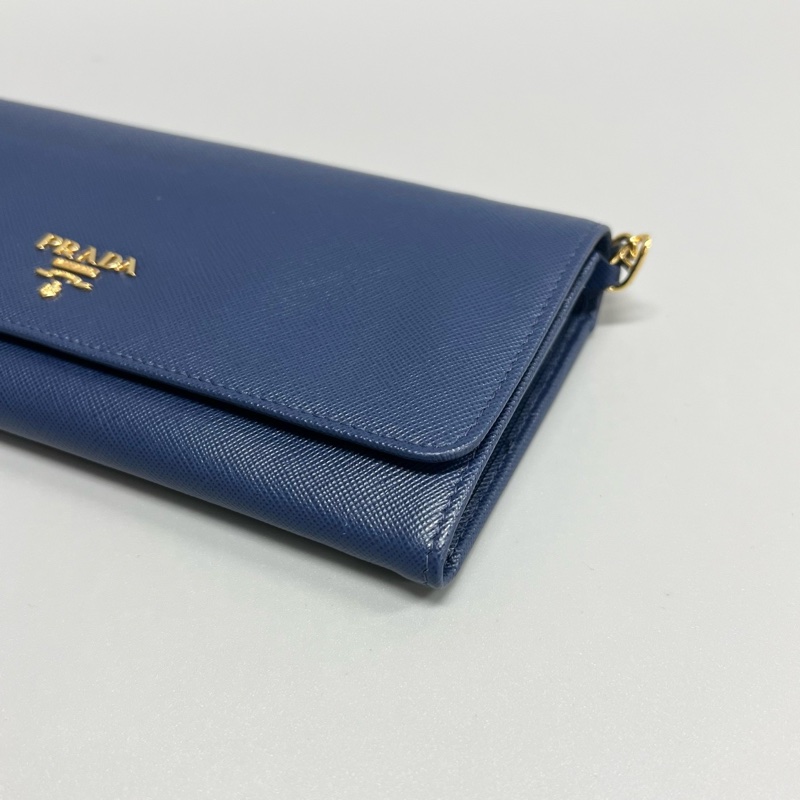 普拉達/Prada 深藍色牛皮woc鏈條斜挎包 尺寸:21x10.5CM-3