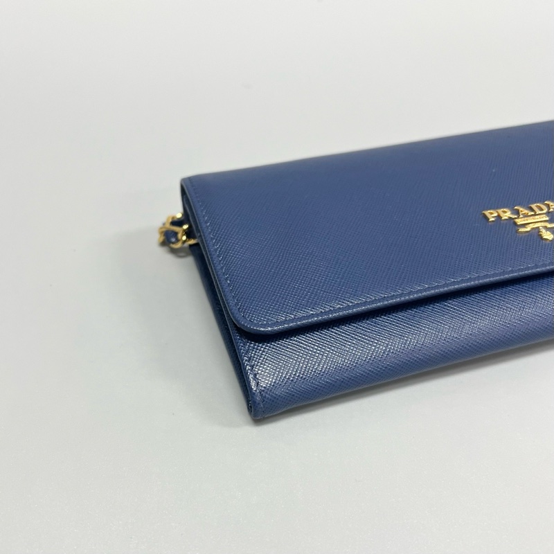 普拉達/Prada 深藍色牛皮woc鏈條斜挎包 尺寸:21x10.5CM-4