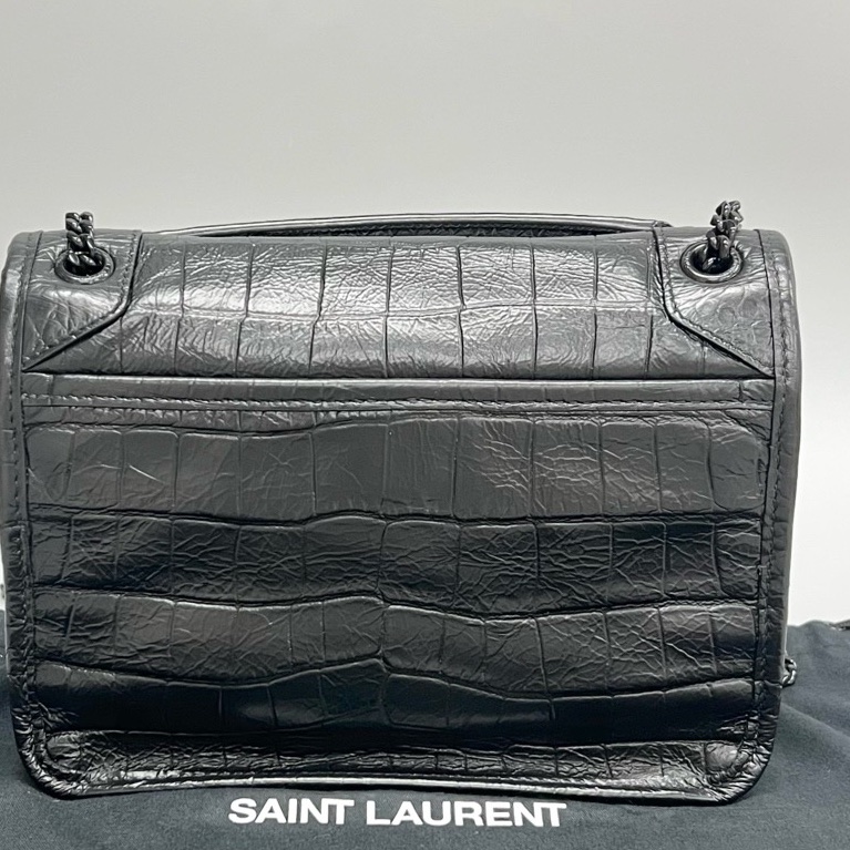 YSL/聖羅蘭 黑色鰐壓紋niki小號baby鏈條尺寸：22*17cm 附件：塵袋-1