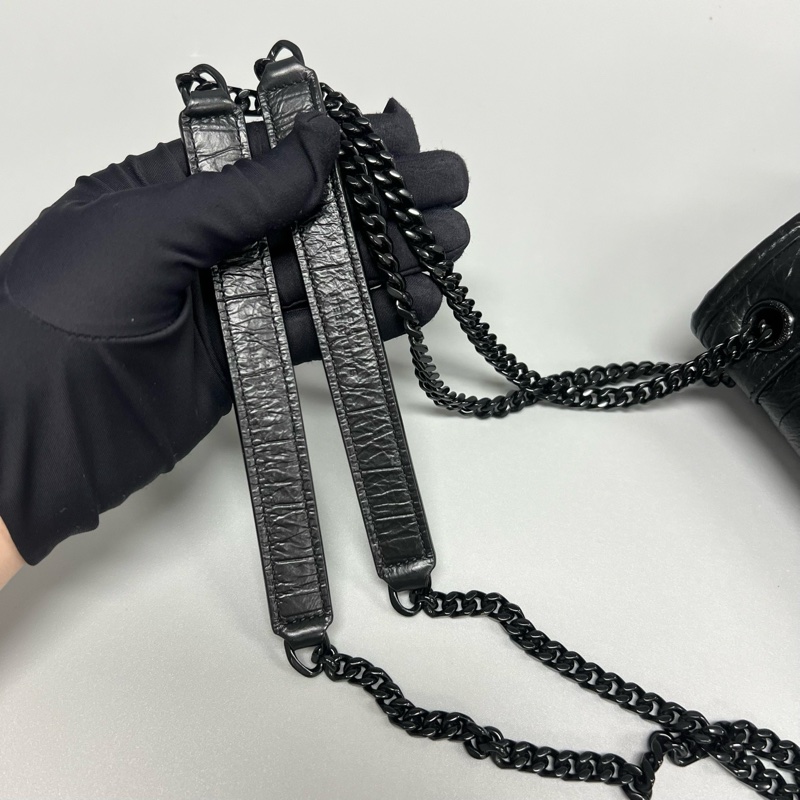 YSL/聖羅蘭 黑色鰐壓紋niki小號baby鏈條尺寸：22*17cm 附件：塵袋-7