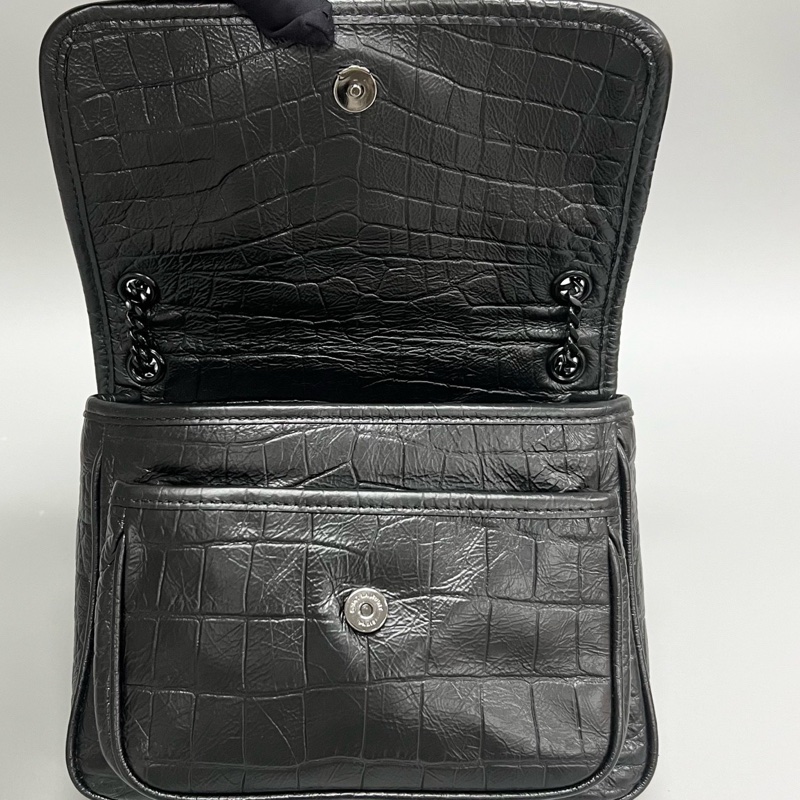 YSL/聖羅蘭 黑色鰐壓紋niki小號baby鏈條尺寸：22*17cm 附件：塵袋-9