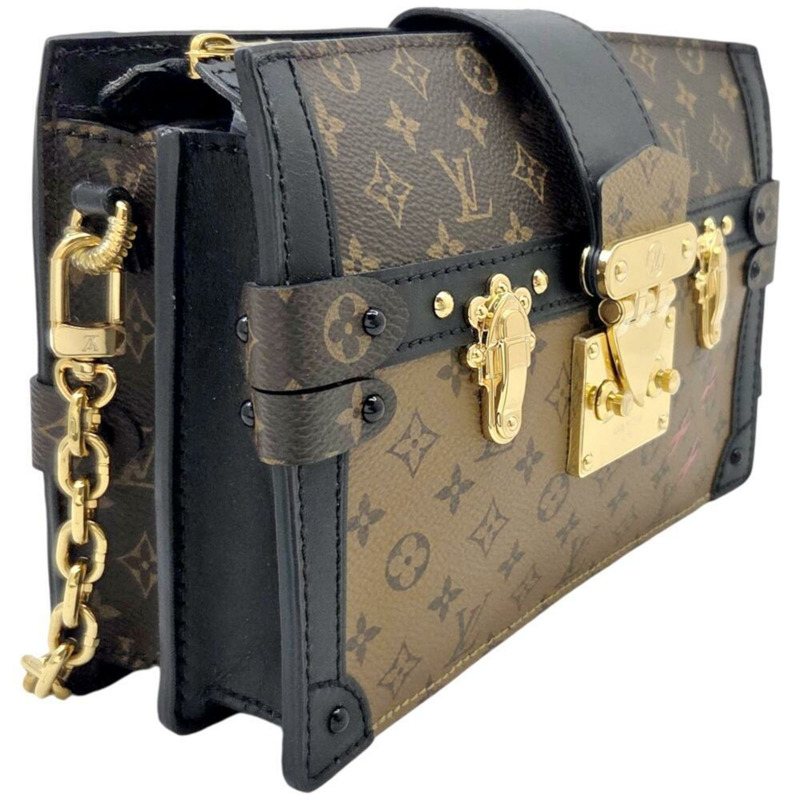 路易威登 Monogram Reverse Trunk 手拿包 M43596 棕色/黑色女士單肩包-2