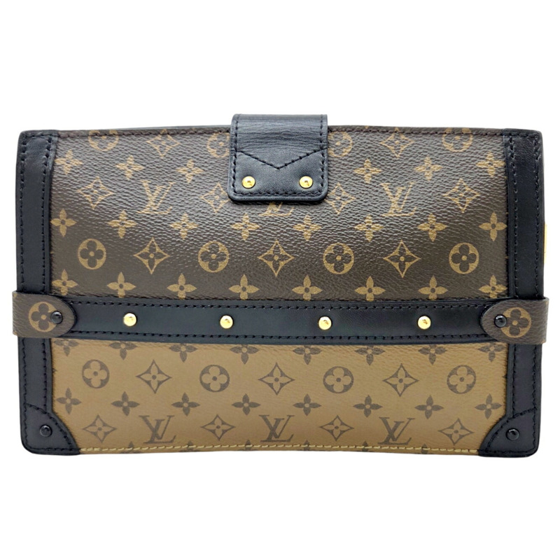 路易威登 Monogram Reverse Trunk 手拿包 M43596 棕色/黑色女士單肩包-3