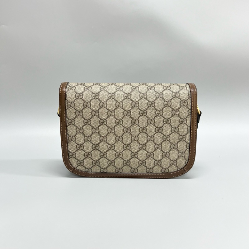 98新Gucci/古馳 棕色老花1955中號馬鞍包 腋下單肩斜挎包 尺寸:25*6*15cm-1