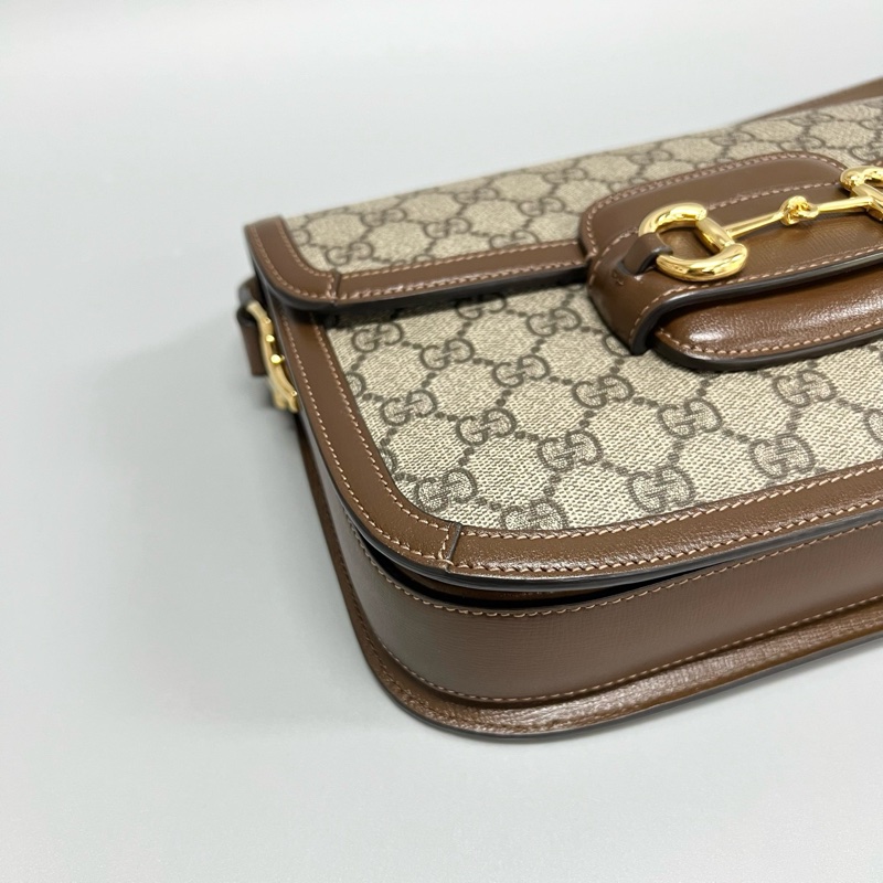 98新Gucci/古馳 棕色老花1955中號馬鞍包 腋下單肩斜挎包 尺寸:25*6*15cm-4