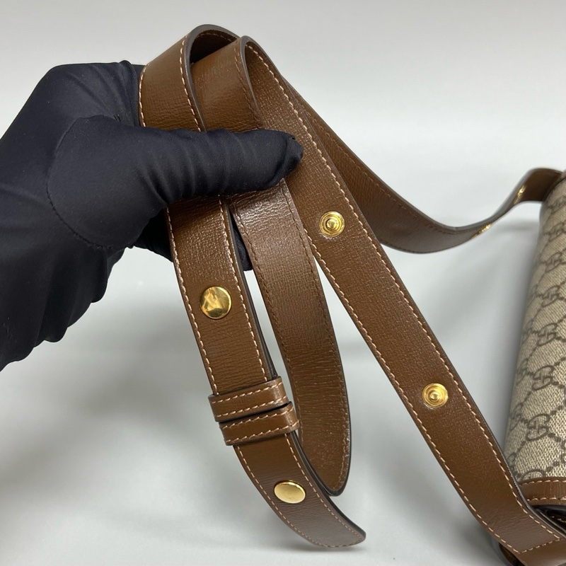 98新Gucci/古馳 棕色老花1955中號馬鞍包 腋下單肩斜挎包 尺寸:25*6*15cm-7