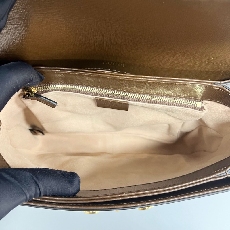 98新Gucci/古馳 棕色老花1955中號馬鞍包 腋下單肩斜挎包 尺寸:25*6*15cm-8