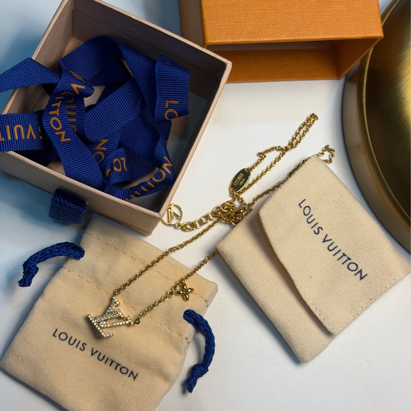 LOUIS VUITTON 水鑽M00596 金色項鍊-11