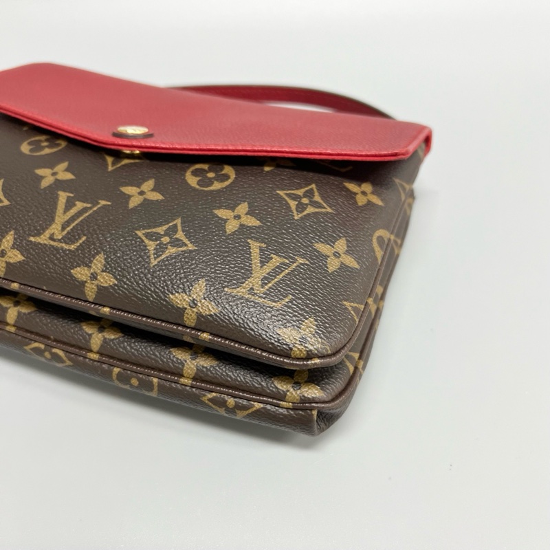 LV/路易威登 Twice系列紅色拼老花 雙面信封包 尺寸：23*17cm-3