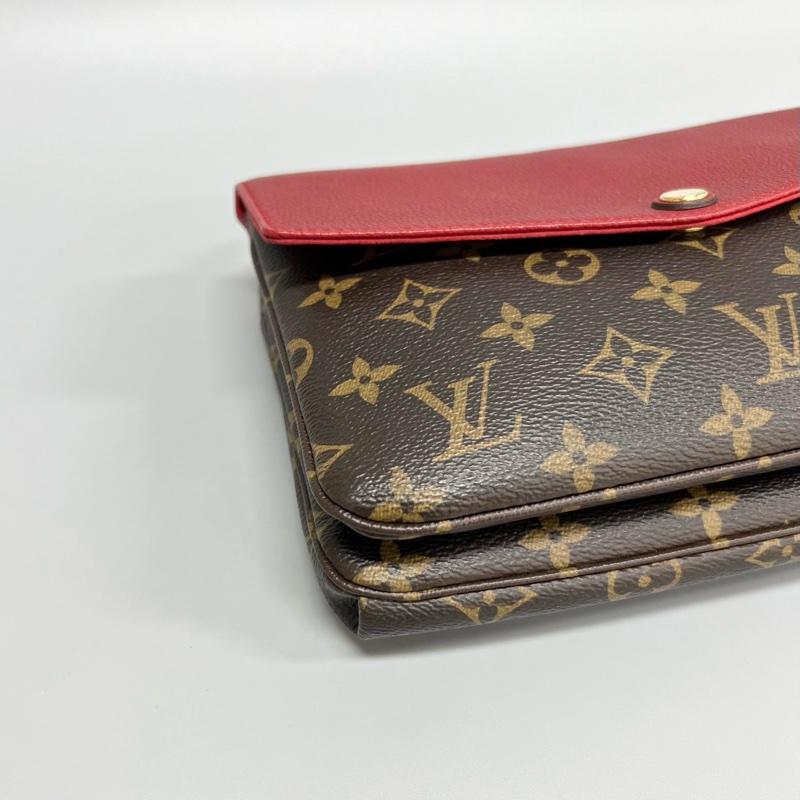 LV/路易威登 Twice系列紅色拼老花 雙面信封包 尺寸：23*17cm-4