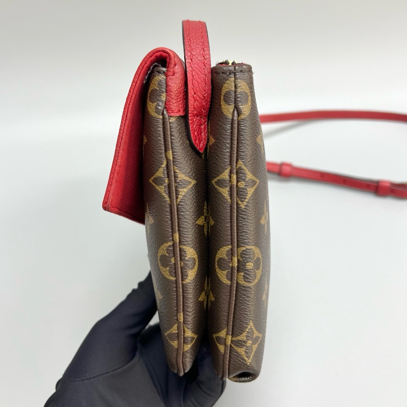 LV/路易威登 Twice系列紅色拼老花 雙面信封包 尺寸：23*17cm-5