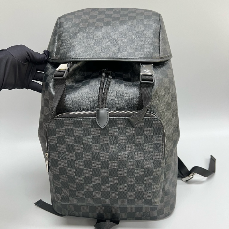 98新 LouisVuitton路易威登 Zack系列男士黑棋盤格雙肩包  尺寸：30×44 附件：塵袋-6