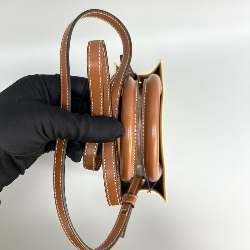 Celine賽琳 Cabas Triomphe 凱旋門白色老花mini托特Tote琴-6