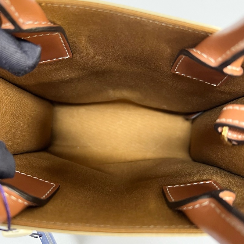 Celine賽琳 Cabas Triomphe 凱旋門白色老花mini托特Tote琴-7