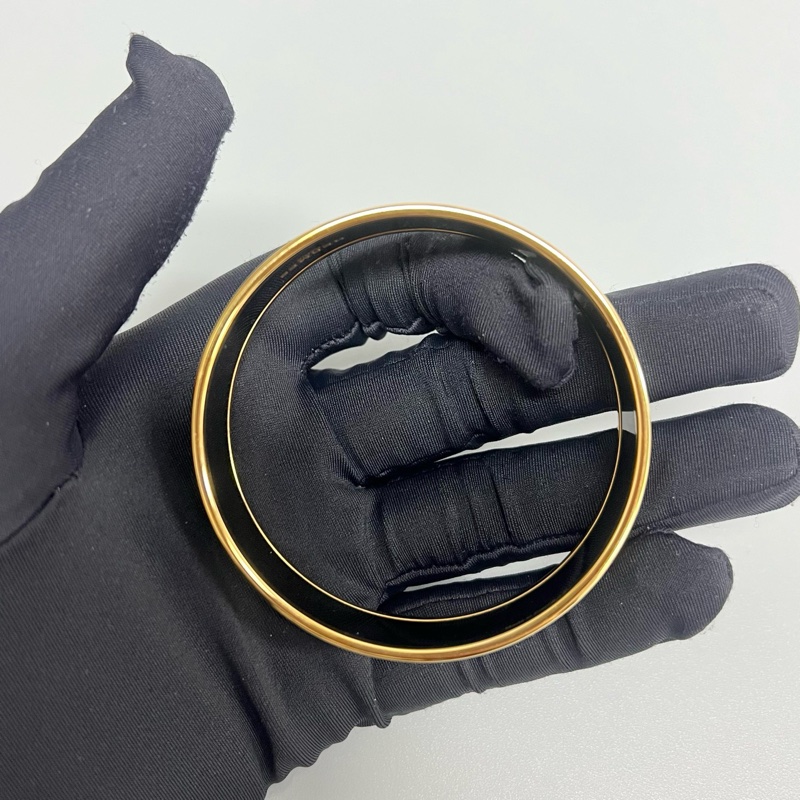 99新 HERMES/愛馬仕 琺瑯彩色印花合金寬版手鐲 附件:塵袋 盒子 吊牌-4