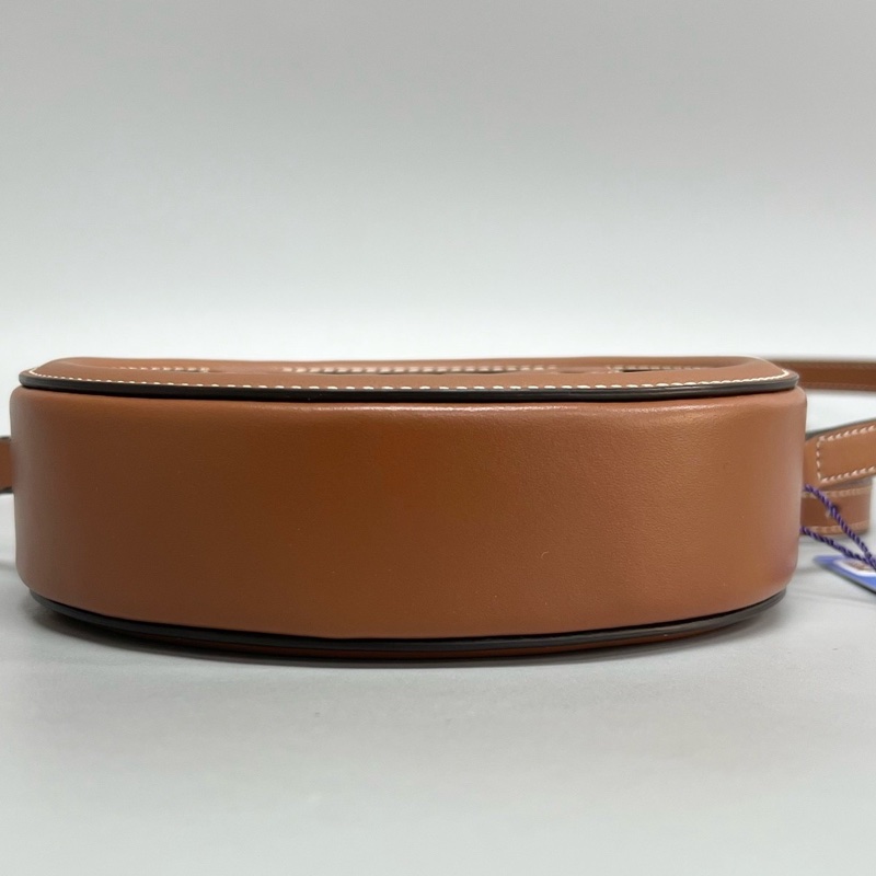 Celine/賽琳 焦糖色全皮凱旋門浮雕mini單肩斜挎月餅包 尺寸15.5*12*-2