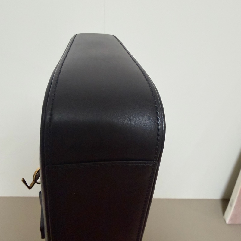 Saint laurent le 5 à 7 YSL 黑色羊皮腋下包-8