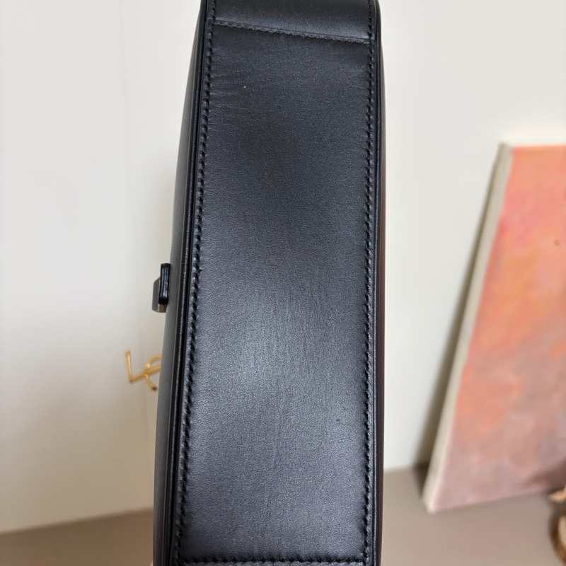Saint laurent le 5 à 7 YSL 黑色羊皮腋下包-9