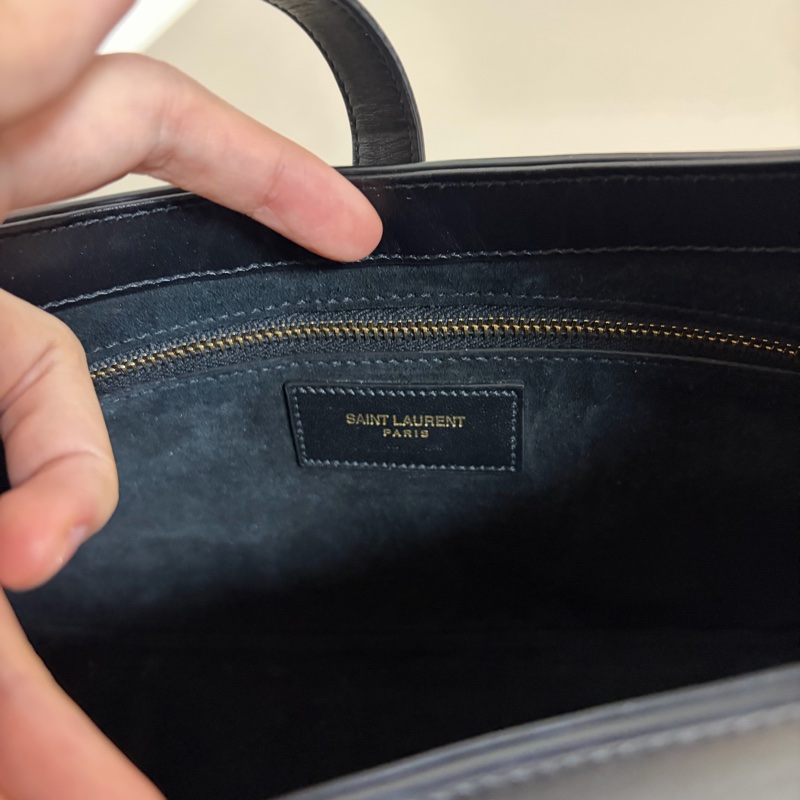 Saint laurent le 5 à 7 YSL 黑色羊皮腋下包-10