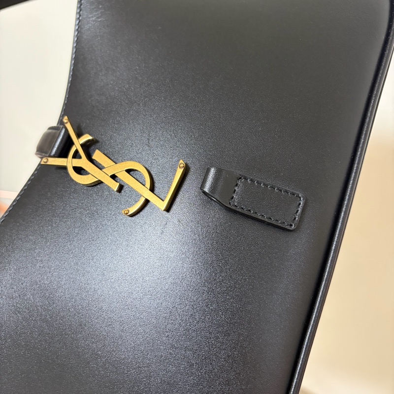 Saint laurent le 5 à 7 YSL 黑色羊皮腋下包-14