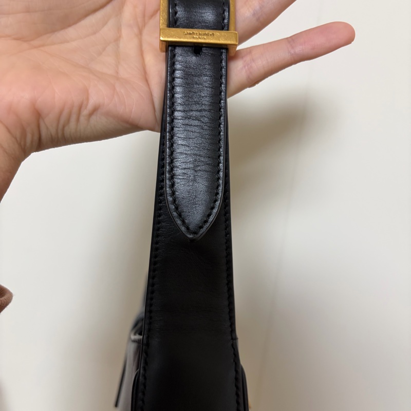 Saint laurent le 5 à 7 YSL 黑色羊皮腋下包-19