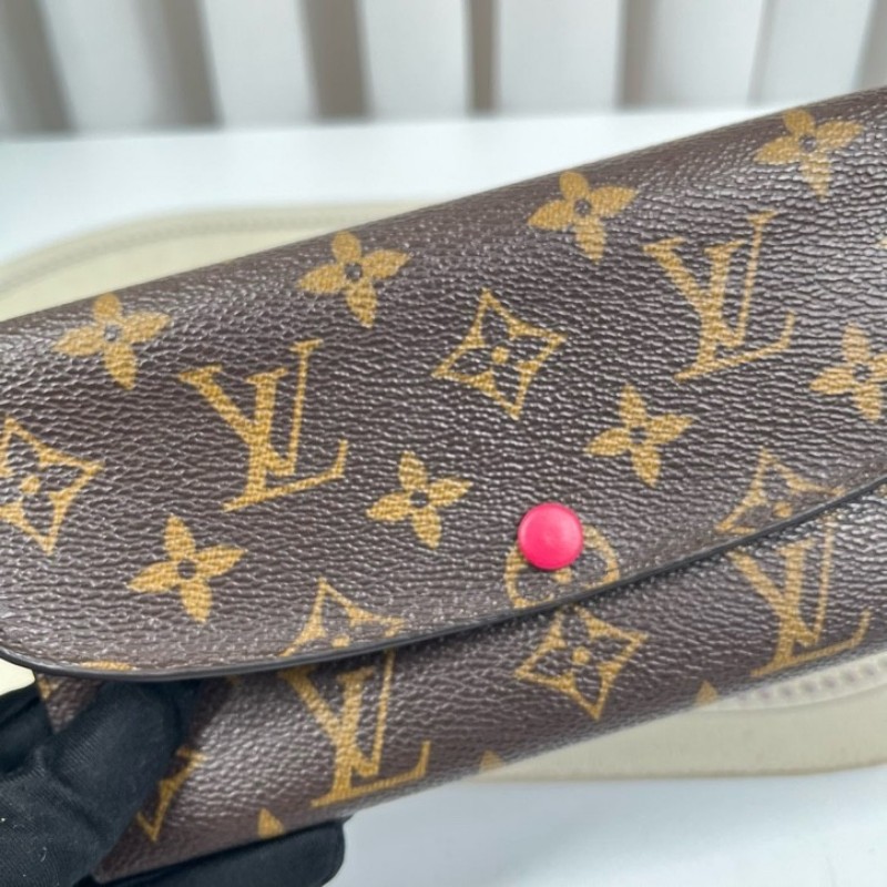 LV路易威登 有刻字 經典老花搭配豆豆長款信封錢包 紅色內裡 內裡整潔 卡位多 容量大-3