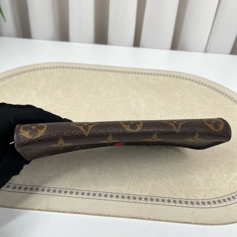 LV路易威登 有刻字 經典老花搭配豆豆長款信封錢包 紅色內裡 內裡整潔 卡位多 容量大-9