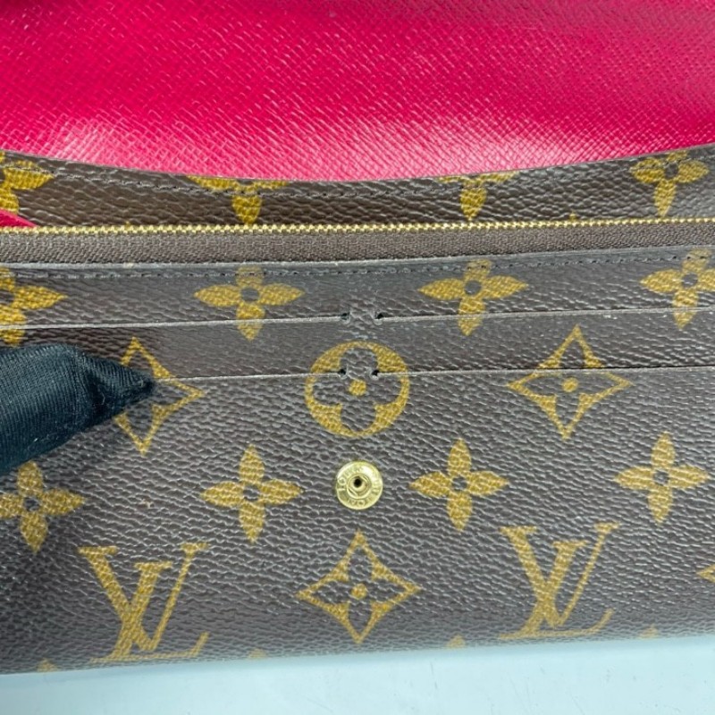 LV路易威登 有刻字 經典老花搭配豆豆長款信封錢包 紅色內裡 內裡整潔 卡位多 容量大-17