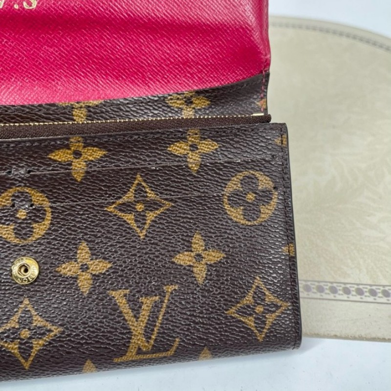 LV路易威登 有刻字 經典老花搭配豆豆長款信封錢包 紅色內裡 內裡整潔 卡位多 容量大-18